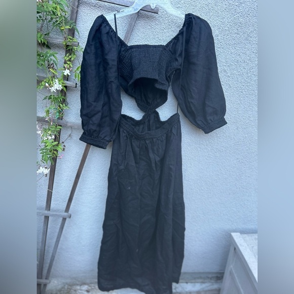 Vitamin A Cierra Cut Out Dress - Black EcoLinen New with Tags! - Picture 10 of 10
